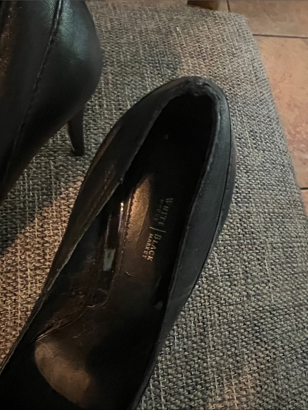 White House Black Market Black and White Striped Pointed Toe Pumps - Picture 3 of 8